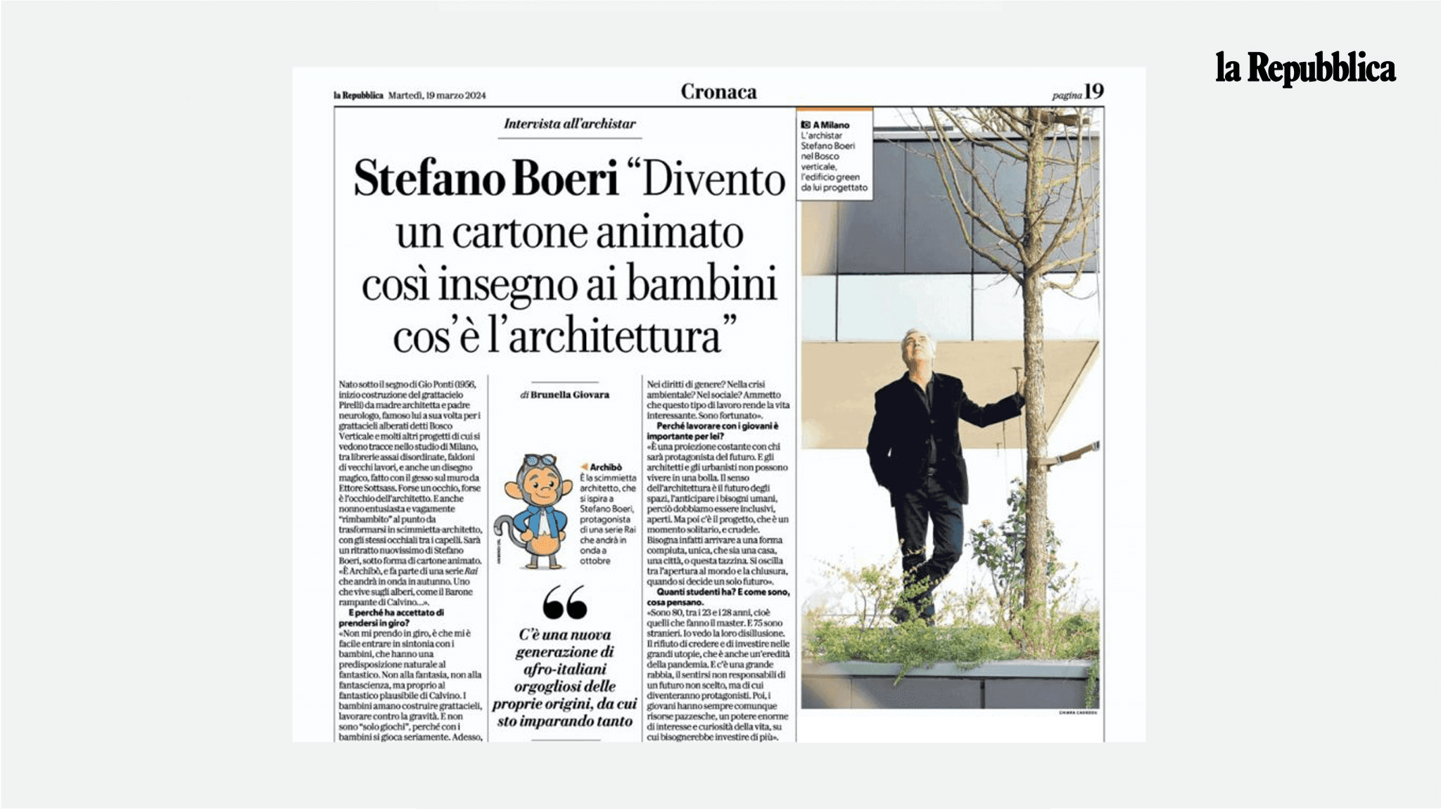 Intervista a Stefano Boeri su La Repubblica
