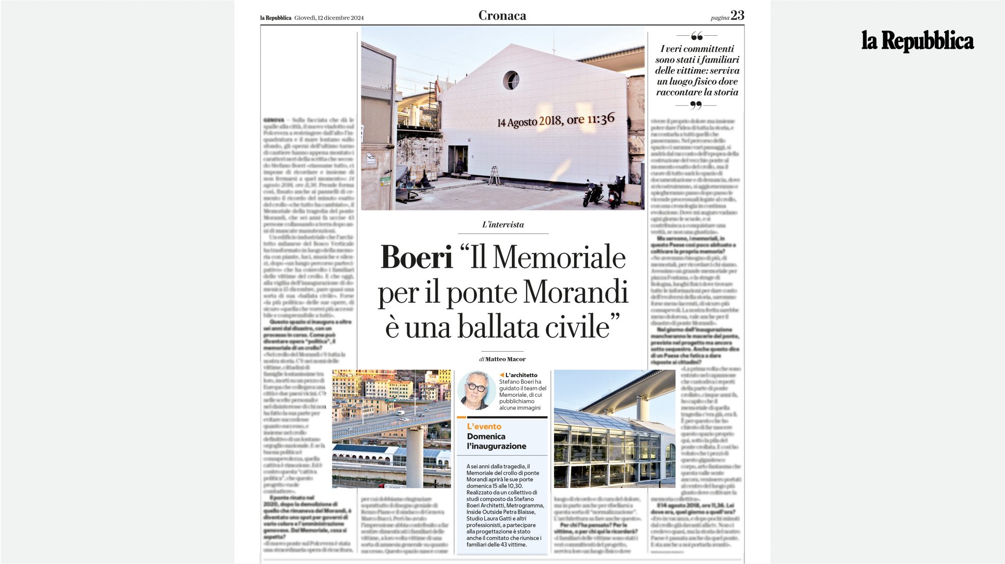 Memoriale su La Repubblica